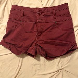 High rise maroon shorts